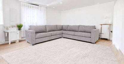 Gray Polyester Blend L Shaped Three Piece Corner Sectional HomeRoots