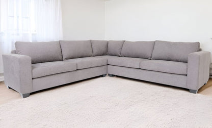 Gray Polyester Blend L Shaped Three Piece Corner Sectional HomeRoots