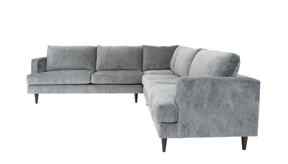 Silver Velvet L Shaped Three Piece Sectional HomeRoots