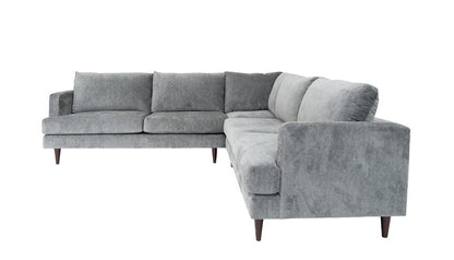 Silver Velvet L Shaped Three Piece Sectional HomeRoots
