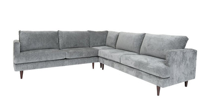 Silver Velvet L Shaped Three Piece Sectional HomeRoots