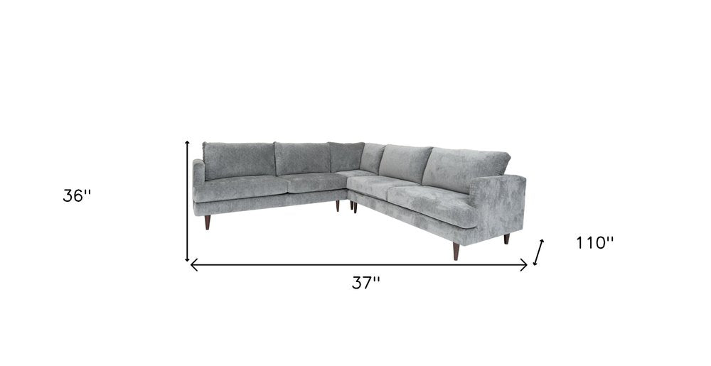 Silver Velvet L Shaped Three Piece Sectional HomeRoots