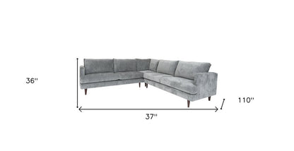 Silver Velvet L Shaped Three Piece Sectional HomeRoots