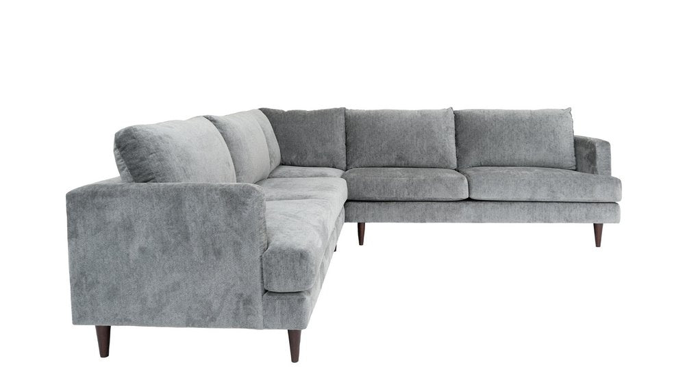 Silver Velvet L Shaped Three Piece Sectional HomeRoots