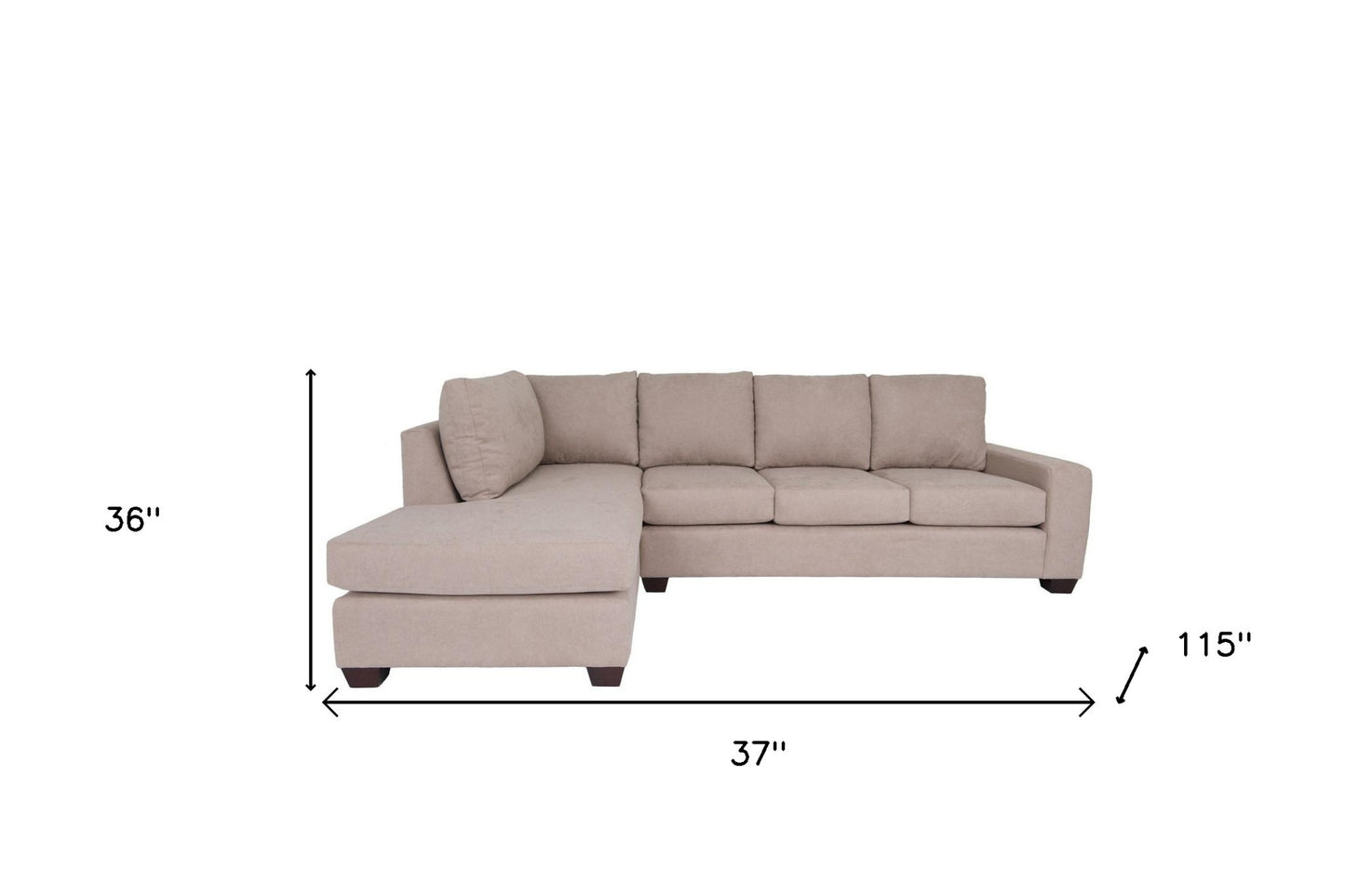 Tan Polyester Blend L Shaped Two Piece Sectional