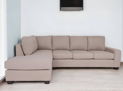 Tan Polyester Blend L Shaped Two Piece Sectional HomeRoots