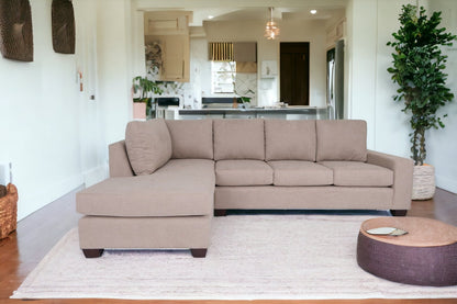 Tan Polyester Blend L Shaped Two Piece Sectional