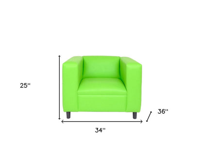 36" Neon Green and Black Faux Leather Club Chair HomeRoots