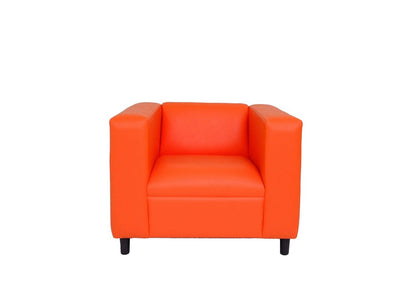 36" Orange and Black Faux Leather Club Chair HomeRoots