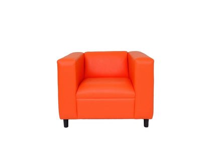 36" Orange and Black Faux Leather Club Chair HomeRoots