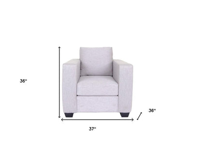 36" Light Gray and Dark Brown Fabric Arm Chair HomeRoots