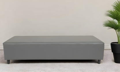 72" Gray and Black Genuine Leather Upholstered Bench