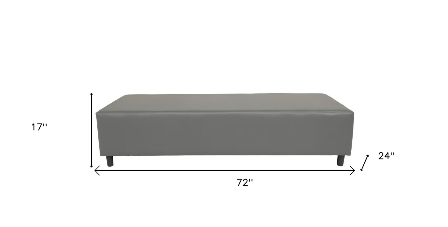 72" Gray and Black Genuine Leather Upholstered Bench