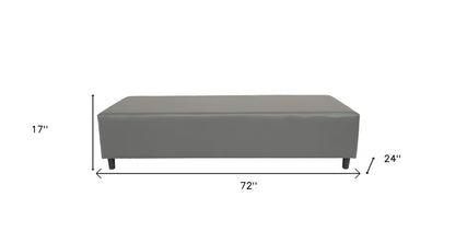 72" Gray and Black Genuine Leather Upholstered Bench