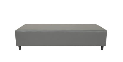 72" Gray and Black Genuine Leather Upholstered Bench