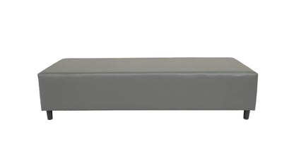 72" Gray and Black Genuine Leather Upholstered Bench