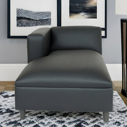 54" Black Faux Leather Lounge Chair HomeRoots