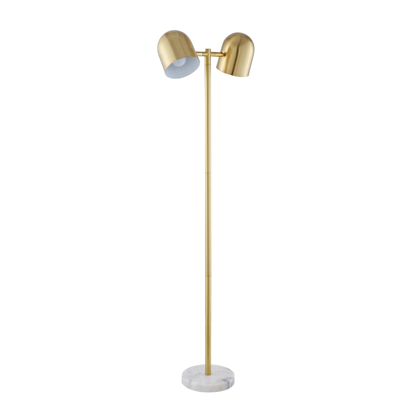 58" Black and Gold Two Light Floor Lamp With Black Bell Shade