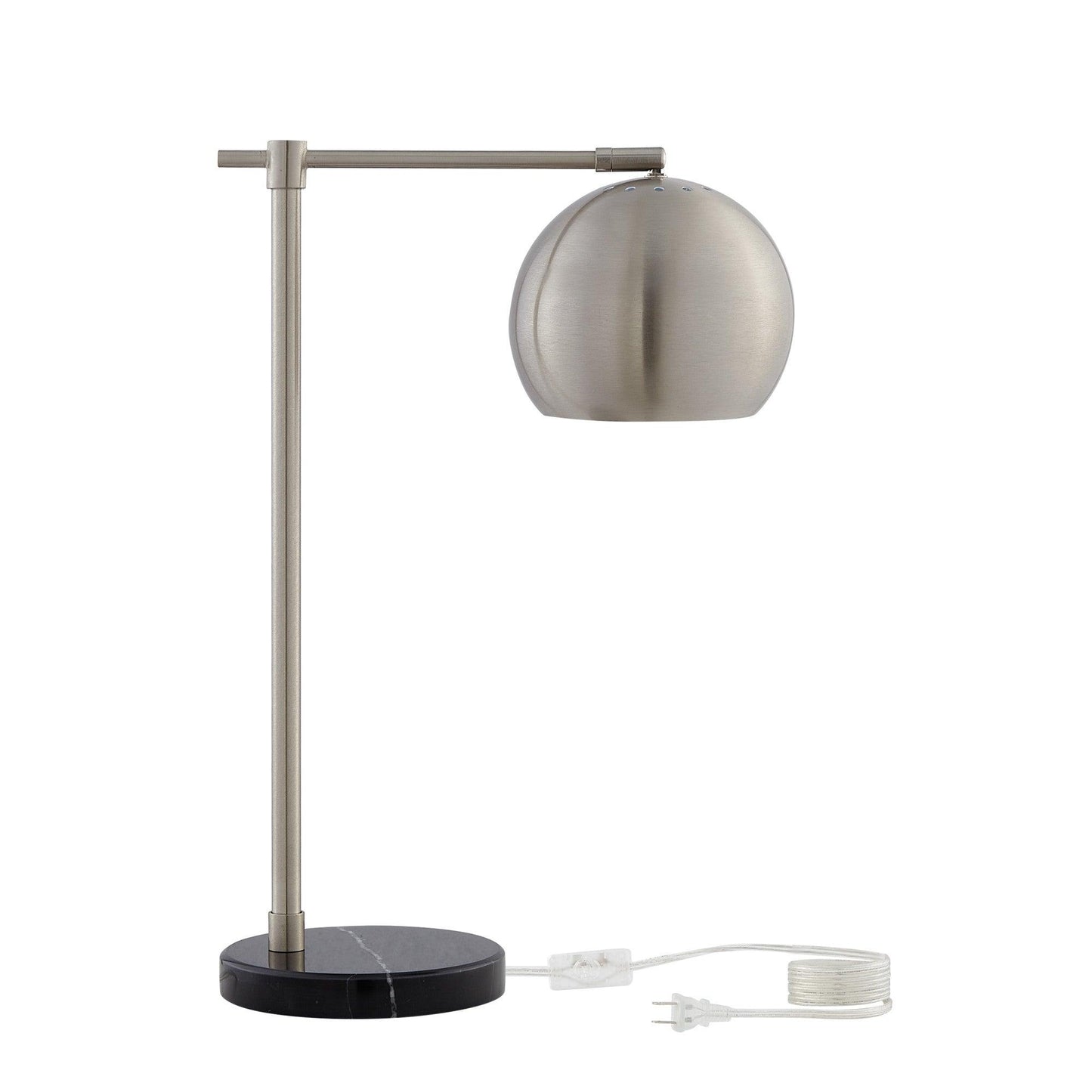 22" Black Iron Desk Table Lamp With Black Dome Shade - FurniFindUSA