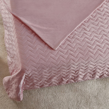 Blush Quilted PolYester Solid Color Weighted Twin Blanket