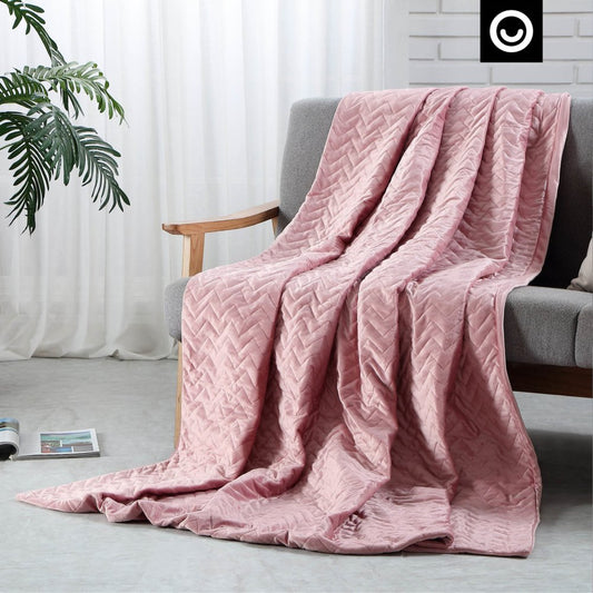 Blush Quilted PolYester Solid Color Weighted Twin Blanket HomeRoots