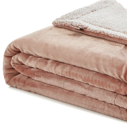 80" X 60" Blush Knitted Polyester Plush Throw Blanket