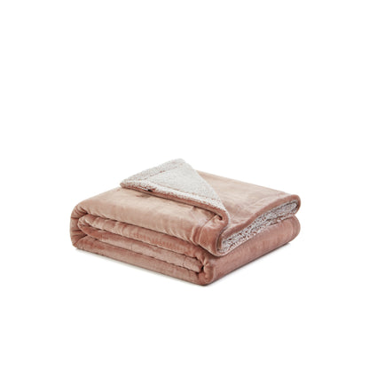 80" X 60" Blush Knitted Polyester Plush Throw Blanket