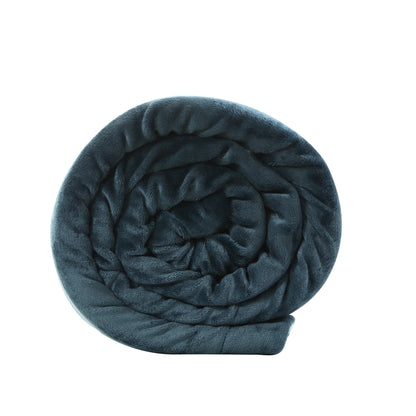 Navy Blue Knitted PolYester Solid Color Plush Queen Blanket