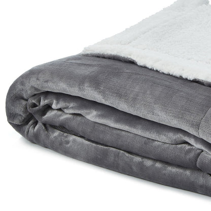 Navy Blue Knitted PolYester Solid Color Plush Queen Blanket