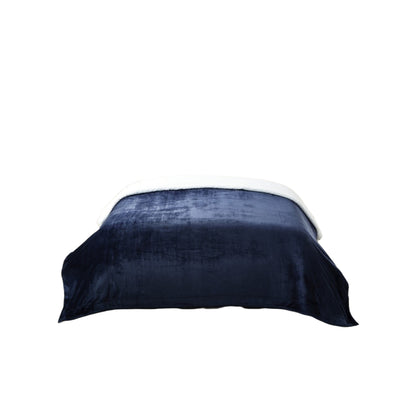 Navy Blue Knitted PolYester Solid Color Plush Queen Blanket