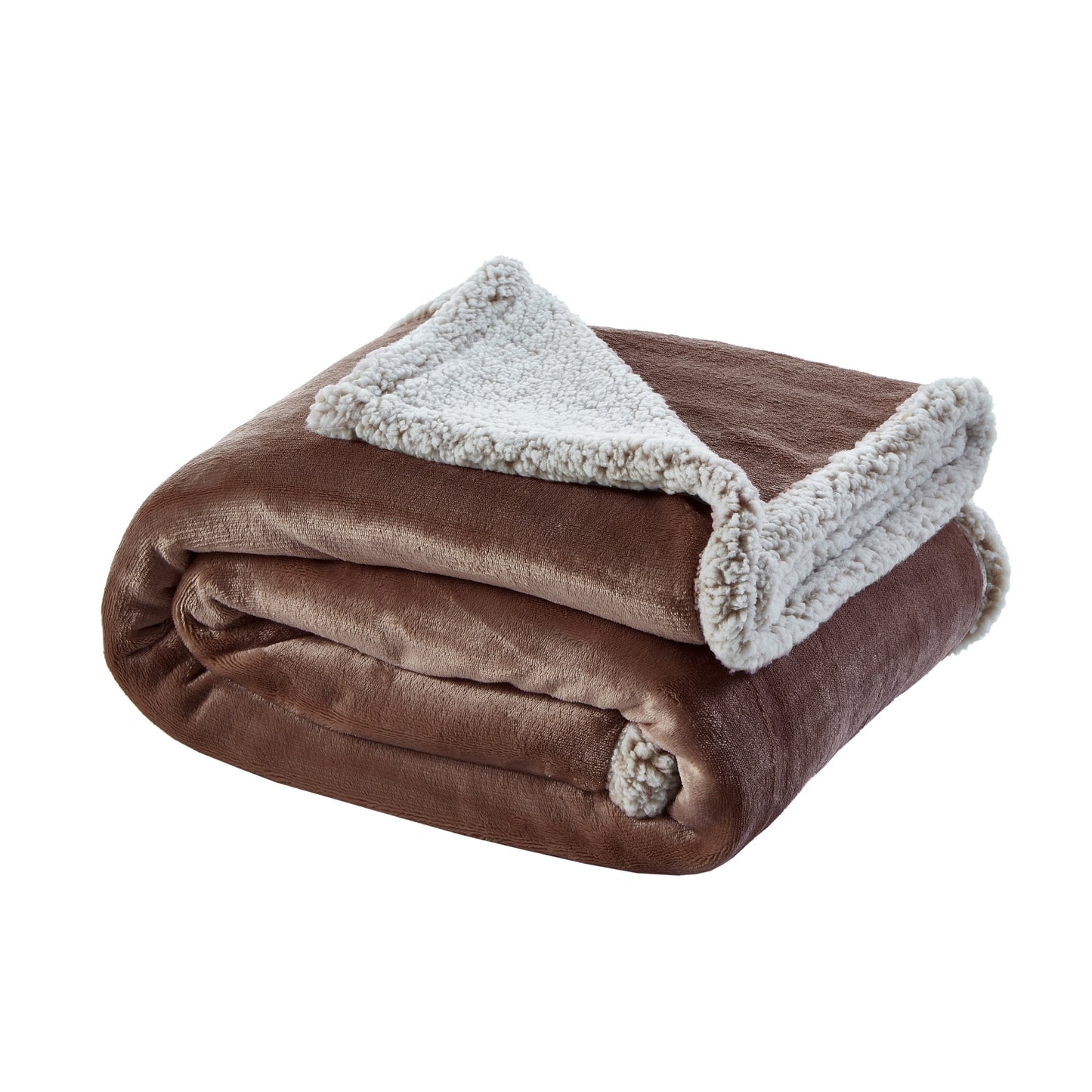 50" X 60" Brown Knitted Polyester Plush Throw Blanket