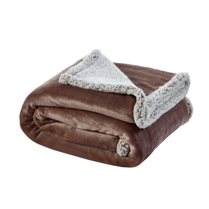 50" X 60" Brown Knitted Polyester Plush Throw Blanket