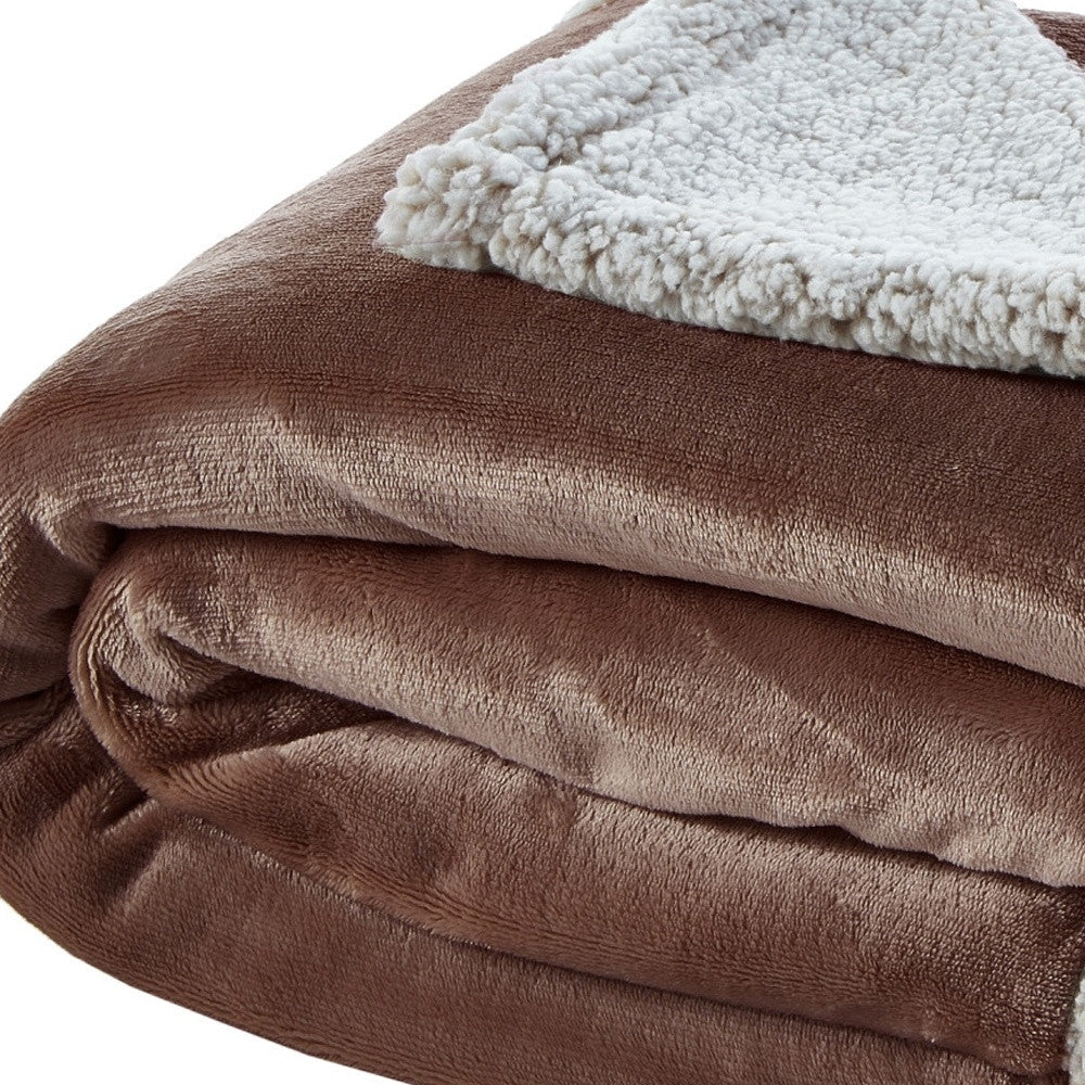 50" X 60" Brown Knitted Polyester Plush Throw Blanket