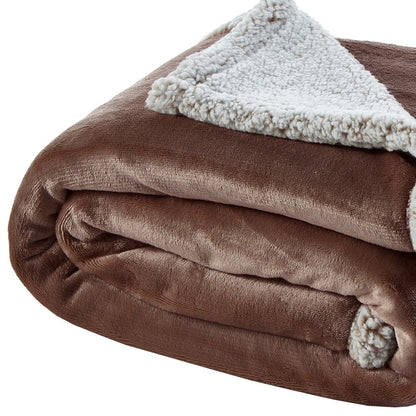 50" X 60" Brown Knitted Polyester Plush Throw Blanket