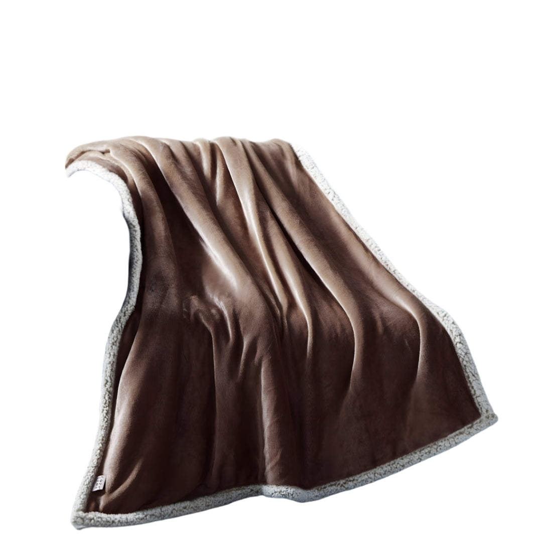 50" X 60" Brown Knitted Polyester Plush Throw Blanket