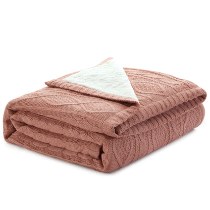 60" X 50" Blush Knitted Acrylic Throw Blanket