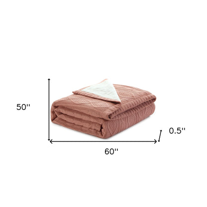 60" X 50" Blush Knitted Acrylic Throw Blanket