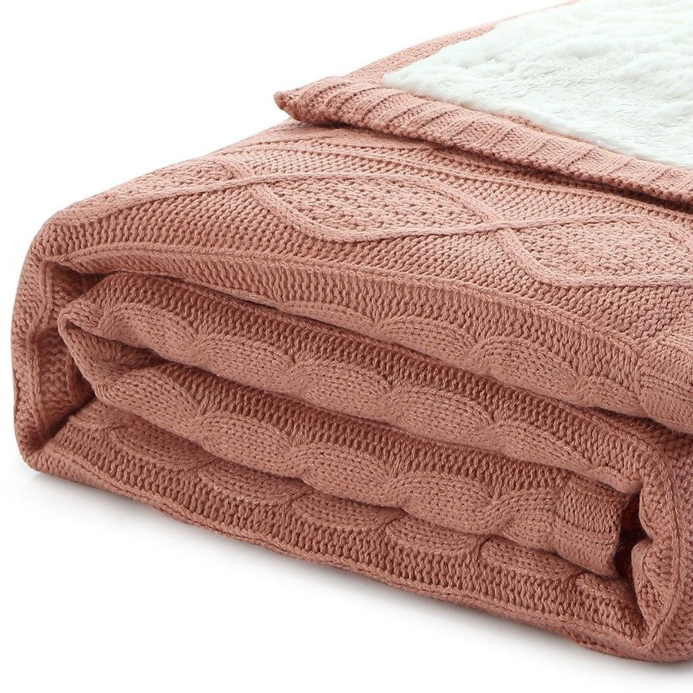 60" X 50" Blush Knitted Acrylic Throw Blanket