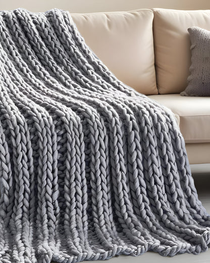 60" X 40" Dark Slate Gray Knitted Polyester Throw Blanket