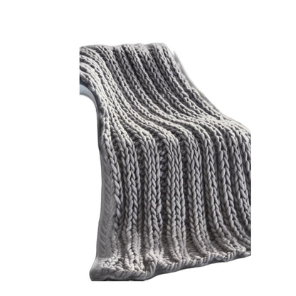 Taupe Knitted Polyester Solid Color Throw Blanket