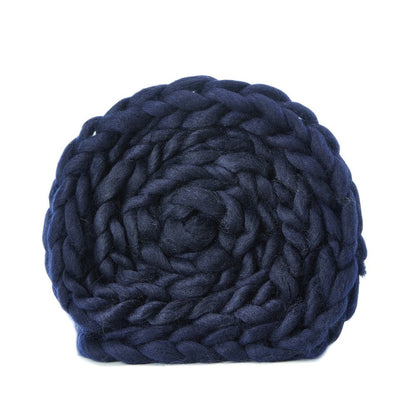 70" X 50" Navy Blue Knitted Polyester Throw Blanket HomeRoots