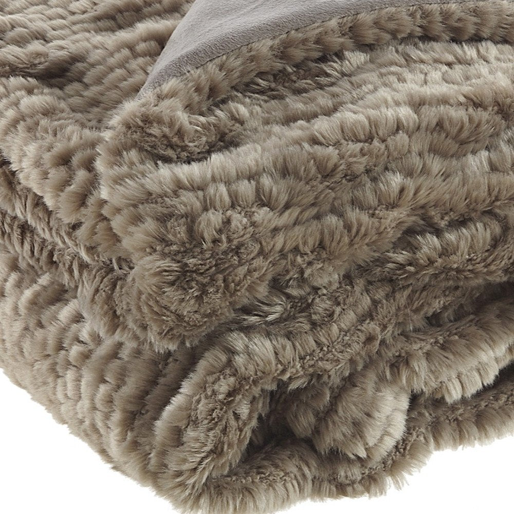 60" X 50" Brown Knitted Acrylic Plush Throw Blanket HomeRoots