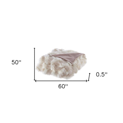 60" X 50" Blush Knitted Acrylic Geometric Throw Blanket HomeRoots