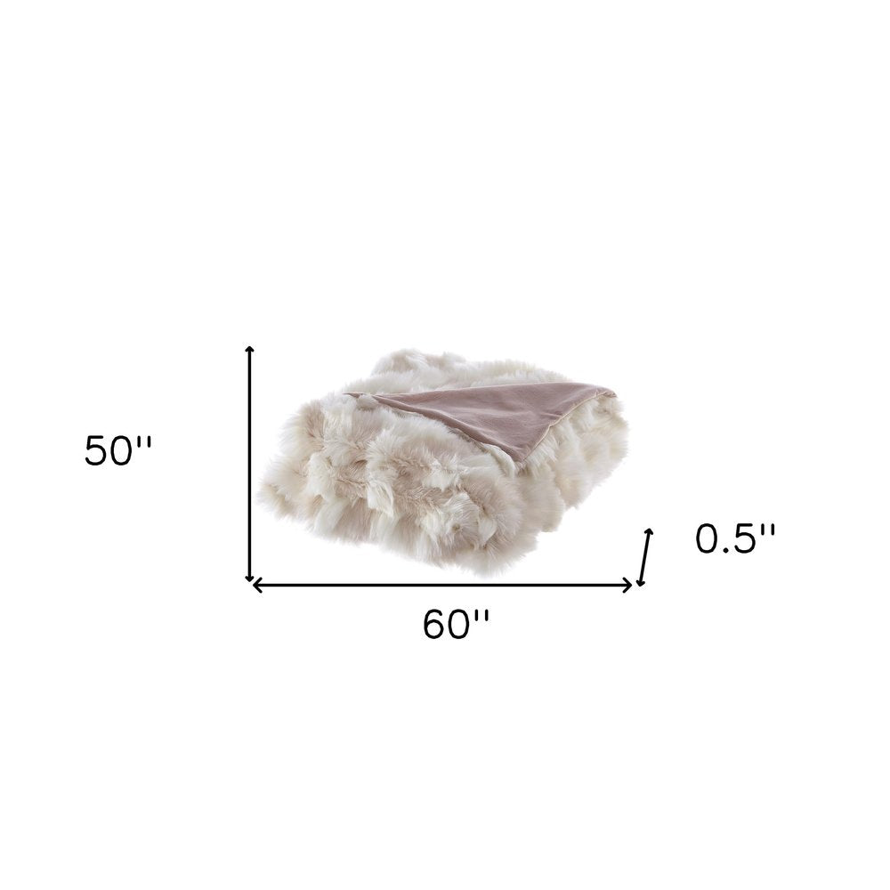 60" X 50" Blush Knitted Acrylic Geometric Throw Blanket HomeRoots