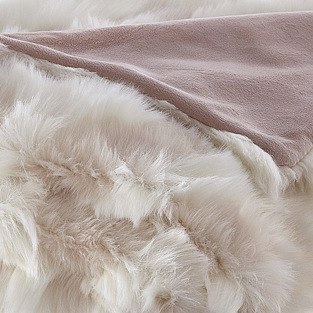 60" X 50" Blush Knitted Acrylic Geometric Throw Blanket HomeRoots