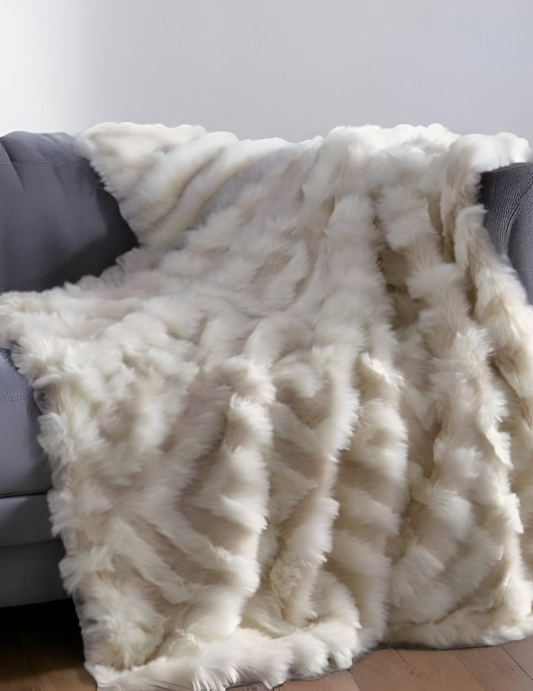 60" X 50" Blush Knitted Acrylic Geometric Throw Blanket HomeRoots