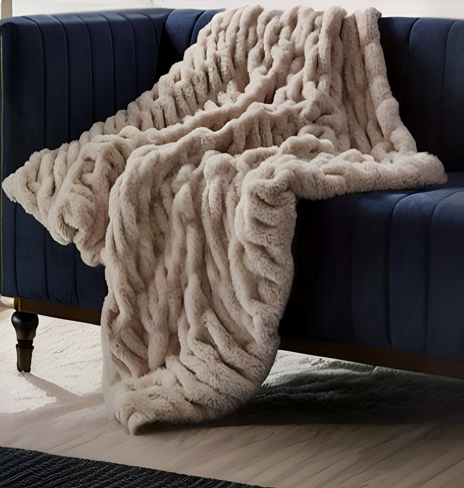 60" X 50" Blush Knitted Polyester Throw Blanket HomeRoots