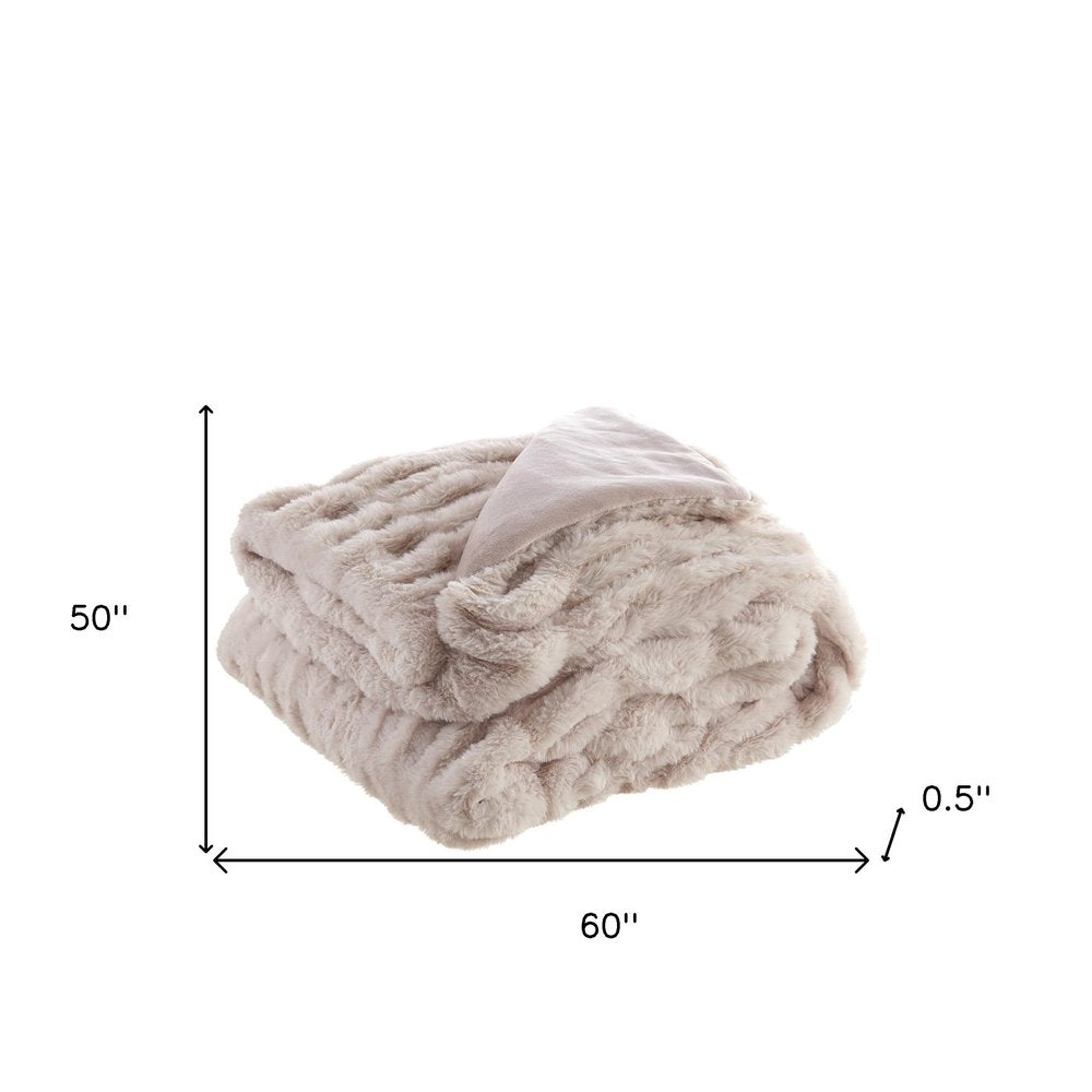 60" X 50" Blush Knitted Polyester Throw Blanket HomeRoots