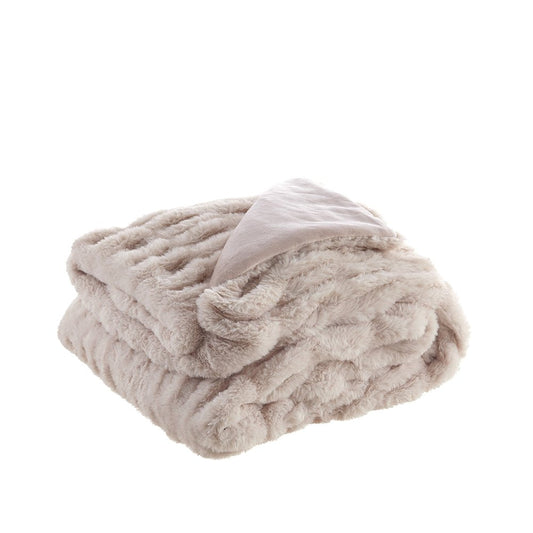 60" X 50" Blush Knitted Polyester Throw Blanket HomeRoots