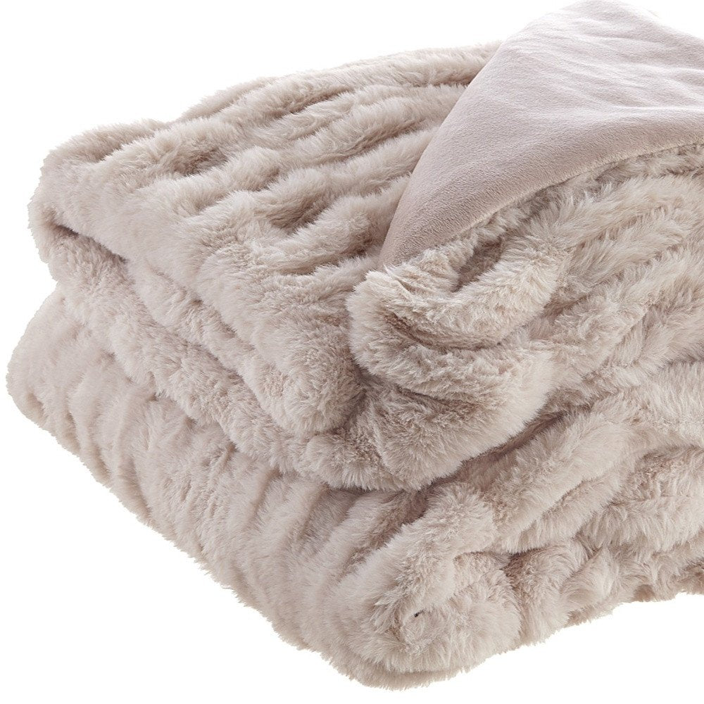 60" X 50" Blush Knitted Polyester Throw Blanket HomeRoots